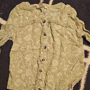 SO Olive Paisley Print Blouse